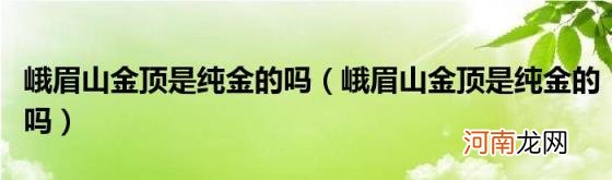 峨眉山金顶是纯金的吗 峨眉山金顶是纯金的吗