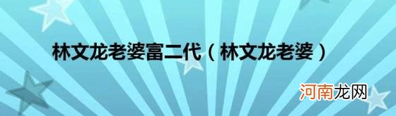 林文龙老婆 林文龙老婆富二代