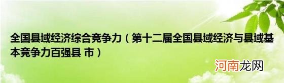 第十二届全国县域经济与县域基本竞争力百强县市 全国县域经济综合竞争力