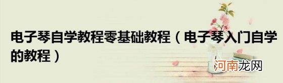 电子琴入门自学的教程 电子琴自学教程零基础教程