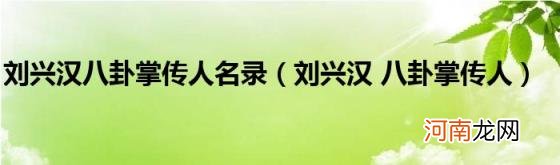 刘兴汉八卦掌传人 刘兴汉八卦掌传人名录