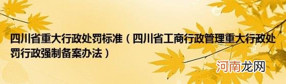 四川省工商行政管理重大行政处罚行政强制备案办法 四川省重大行政处罚标准