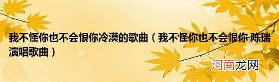 我不怪你也不会恨你陈瑞演唱歌曲 我不怪你也不会恨你冷漠的歌曲