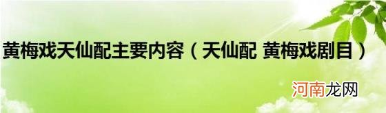 天仙配黄梅戏剧目 黄梅戏天仙配主要内容