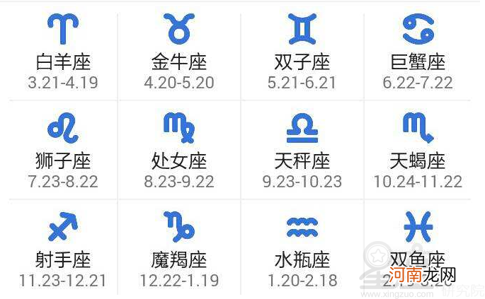 星座表十二星座表查询 看一下十二星座表
