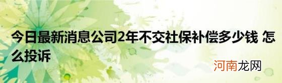 今日最新消息公司2年不交社保补偿多少钱怎么投诉