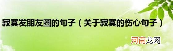 关于寂寞的伤心句子 寂寞发朋友圈的句子