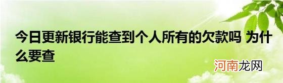 今日更新银行能查到个人所有的欠款吗为什么要查