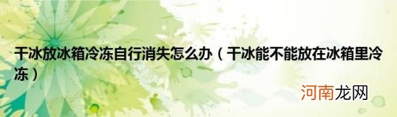 干冰能不能放在冰箱里冷冻 干冰放冰箱冷冻自行消失怎么办