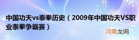 2009年中国功夫VS职业泰拳争霸赛 中国功夫vs泰拳历史