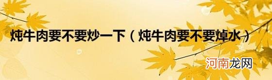 炖牛肉要不要焯水 炖牛肉要不要炒一下