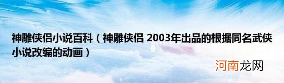 神雕侠侣2003年出品的根据同名武侠小说改编的动画 神雕侠侣小说百科