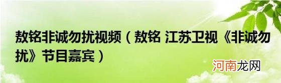 敖铭江苏卫视《非诚勿扰》节目嘉宾 敖铭非诚勿扰视频