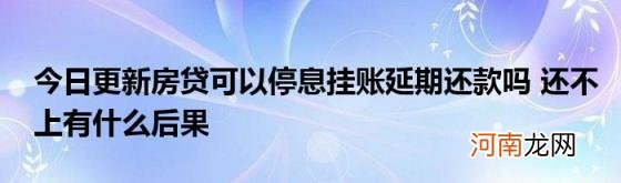 今日更新房贷可以停息挂账延期还款吗还不上有什么后果