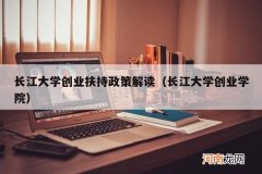 长江大学创业学院 长江大学创业扶持政策解读