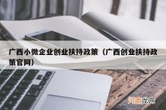 广西创业扶持政策官网 广西小微企业创业扶持政策
