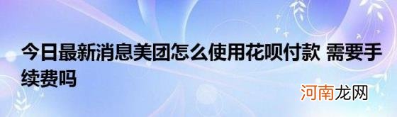 今日最新消息美团怎么使用花呗付款需要手续费吗