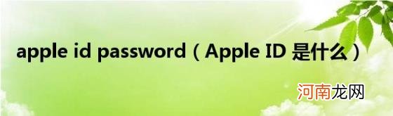 AppleID是什么 appleidpassword