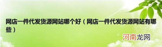 网店一件代发货源网站有哪些 网店一件代发货源网站哪个好