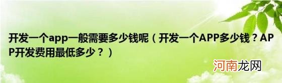 开发一个APP多少钱？APP开发费用最低多少？ 开发一个app一般需要多少钱呢