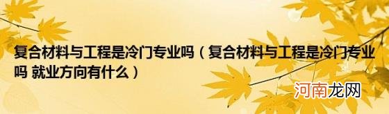 复合材料与工程是冷门专业吗就业方向有什么 复合材料与工程是冷门专业吗