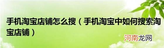 手机淘宝中如何搜索淘宝店铺 手机淘宝店铺怎么搜