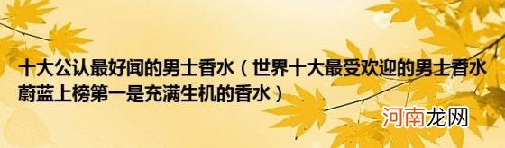 世界十大最受欢迎的男士香水蔚蓝上榜第一是充满生机的香水 十大公认最好闻的男士香水