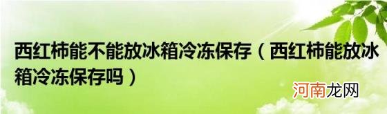 西红柿能放冰箱冷冻保存吗 西红柿能不能放冰箱冷冻保存