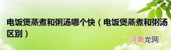 电饭煲蒸煮和粥汤区别 电饭煲蒸煮和粥汤哪个快