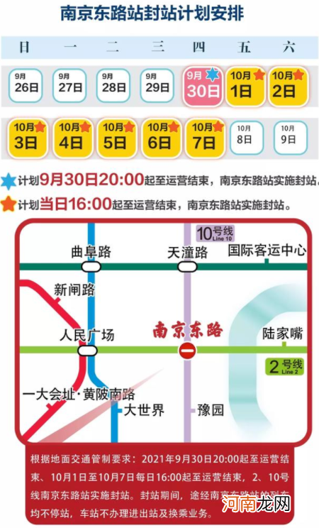 国庆期间上海南京东路站几点封站2021