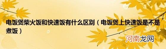 电饭煲上快速饭是不是煮饭 电饭煲柴火饭和快速饭有什么区别