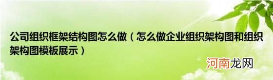 怎么做企业组织架构图和组织架构图模板展示 公司组织框架结构图怎么做