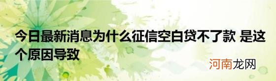 今日最新消息为什么征信空白贷不了款是这个原因导致