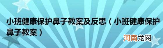 小班健康保护鼻子教案 小班健康保护鼻子教案及反思