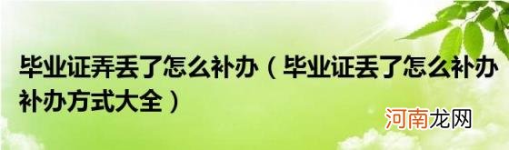 毕业证丢了怎么补办补办方式大全 毕业证弄丢了怎么补办