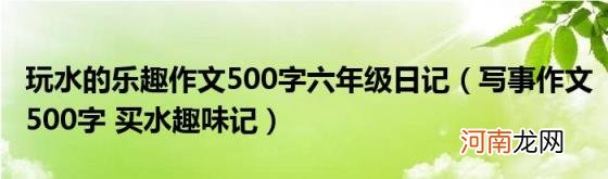 写事作文500字买水趣味记 玩水的乐趣作文500字六年级日记