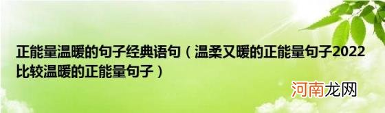 温柔又暖的正能量句子2022比较温暖的正能量句子 正能量温暖的句子经典语句