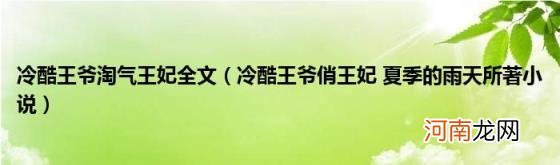 冷酷王爷俏王妃夏季的雨天所著小说 冷酷王爷淘气王妃全文