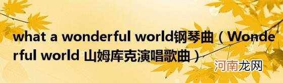 Wonderfulworld山姆库克演唱歌曲 whatawonderfulworld钢琴曲