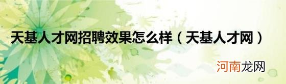 天基人才网 天基人才网招聘效果怎么样