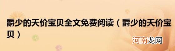 爵少的天价宝贝 爵少的天价宝贝全文免费阅读