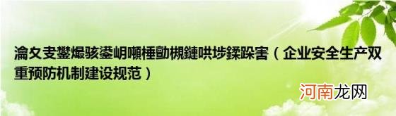 企业安全生产双重预防机制建设规范 瀹夊叏鐢熶骇鍙岄噸棰勯槻鏈哄埗鍒跺害