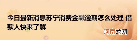 今日最新消息苏宁消费金融逾期怎么处理借款人快来了解