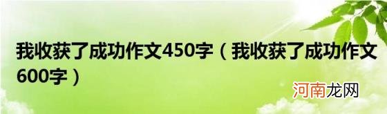 我收获了成功作文600字 我收获了成功作文450字