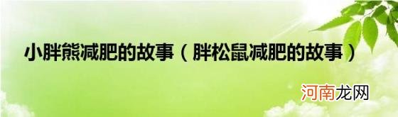 胖松鼠减肥的故事 小胖熊减肥的故事