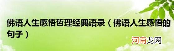 佛语人生感悟的句子 佛语人生感悟哲理经典语录
