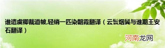 云鬟烟鬓与谁期王安石翻译 轻绡一匹染朝霞翻译(谁遣虞卿裁道帔)