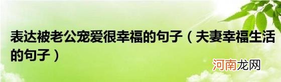 夫妻幸福生活的句子 表达被老公宠爱很幸福的句子