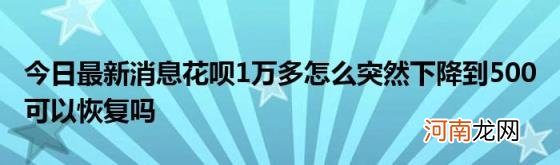 今日最新消息花呗1万多怎么突然下降到500可以恢复吗