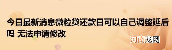 今日最新消息微粒贷还款日可以自己调整延后吗无法申请修改